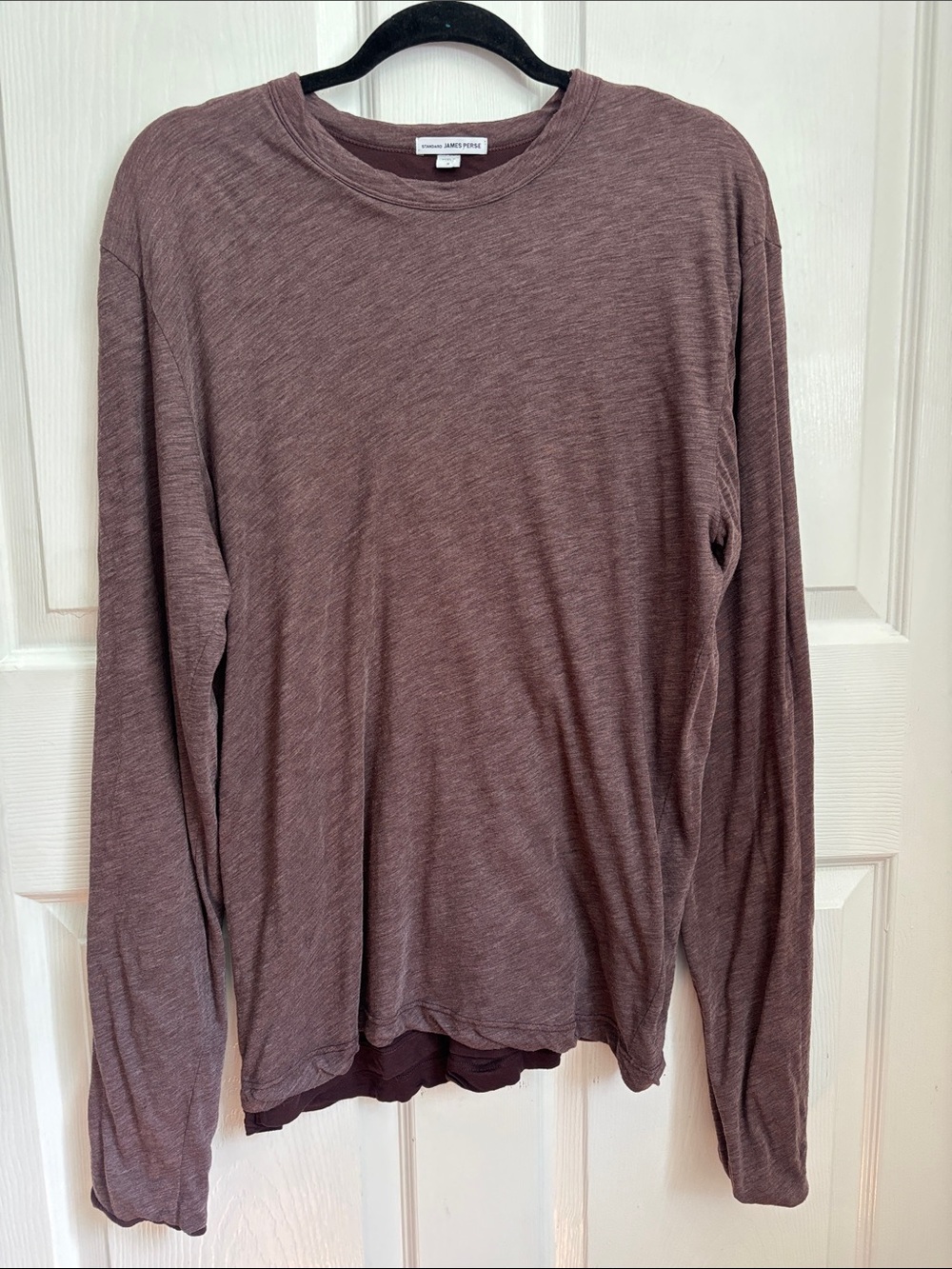 James Perse Double Layer Long Sleeve Crew Neck Tee Purply Brown size 2 / Medium